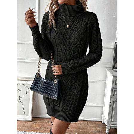 Lucky Life Kadın Balıkçı Yaka Mini Triko Elbise