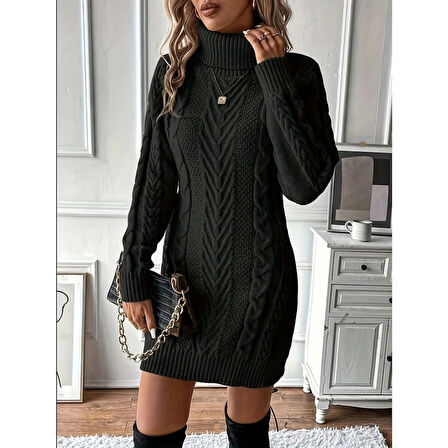 Lucky Life Kadın Balıkçı Yaka Mini Triko Elbise