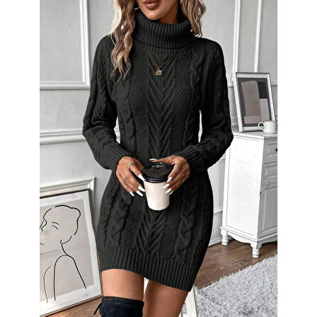 Lucky Life Kadın Balıkçı Yaka Mini Triko Elbise