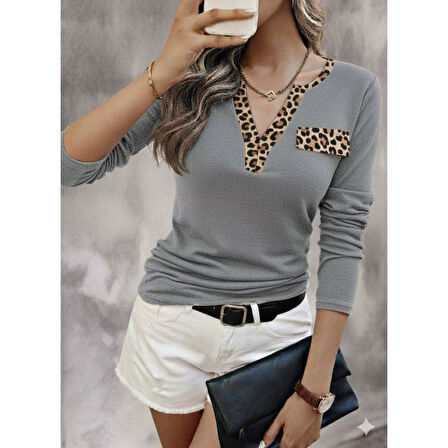 Lucky Life Kadın Uzun Kollu V Yakalı Kaşkorse Bluz