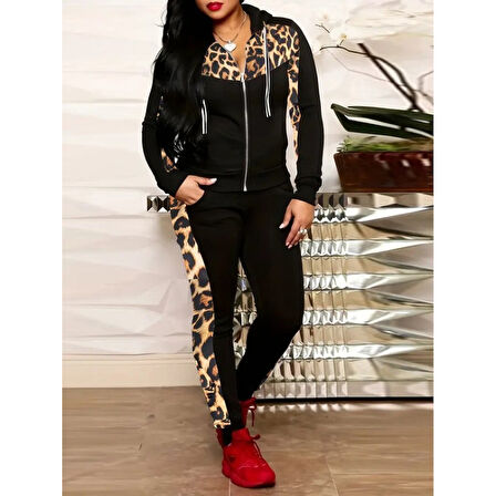 Lucky Life Lucky Life Kadın Uzun Kollu önden Fermuarlı Bağcıklı Viskon Iki Iplik Bluz Ve Pantolon Ikili Takım