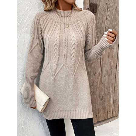 Lucky Life Kadın  Uzun Kollu Yarı Balıkçı Yaka Triko Bluz