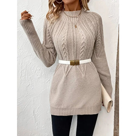 Lucky Life Kadın  Uzun Kollu Yarı Balıkçı Yaka Triko Bluz