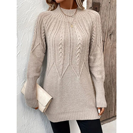 Lucky Life Kadın  Uzun Kollu Yarı Balıkçı Yaka Triko Bluz