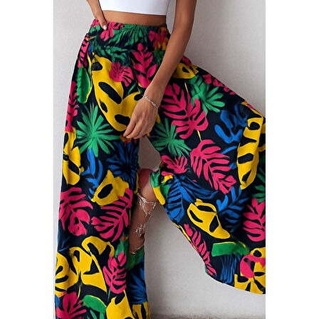 Lucky Life Kadın Yüksek Bel Lastikli Desenli Süprem Pantolon