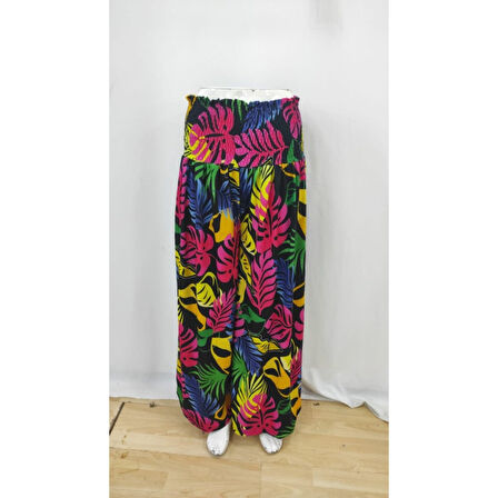 Lucky Life Kadın Yüksek Bel Lastikli Desenli Süprem Pantolon