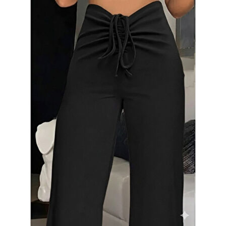 Lucky Life Kadın Yüksek Bel önden Büzgülü Ispanyol Ithal Krep Pantolon