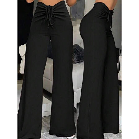 Lucky Life Kadın Yüksek Bel önden Büzgülü Ispanyol Ithal Krep Pantolon