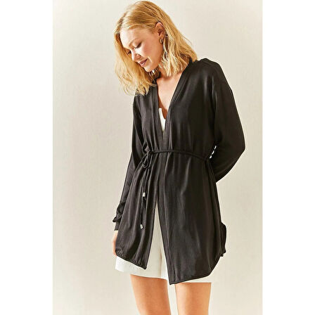 Lucky Life Kadın Uzun Kollu Bağcık Detay Hırka