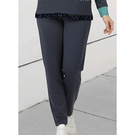 Lucky Life Kadın Uzun Kollu Bisiklet Yaka çizgili Desen Iki Iplik Bluz Ve Pantolon Ikili Takım