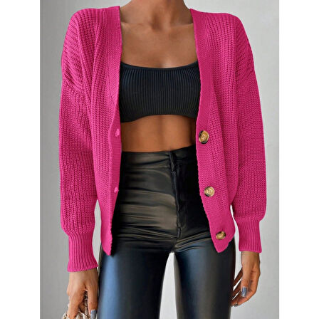 Lucky Life Kadın Uzun Kollu Düğme Detay Triko Bluz