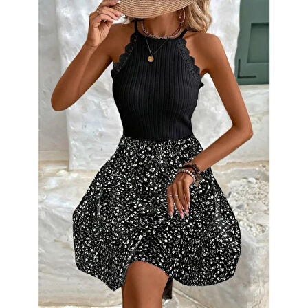 Lucky Life Kadın Omuzlardan Açık Reglan Kol Detaylı üst Fırfırlı Kaşkorse Alt Süprem Elbise