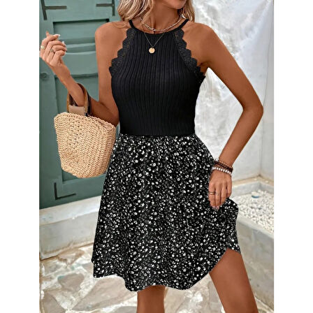 Lucky Life Kadın Omuzlardan Açık Reglan Kol Detaylı üst Fırfırlı Kaşkorse Alt Süprem Elbise