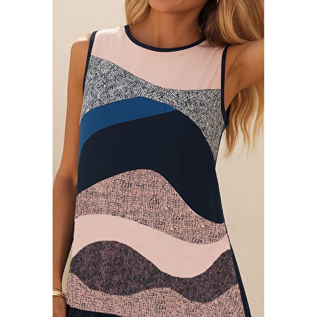 Lucky Life Kadın Kolsuz Sırttan Bağlamalı Fırfırlı Leopar Desenli Dalgıç Elbise