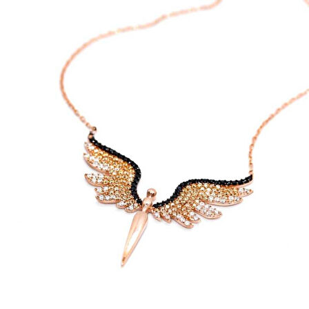 ​Gümüş Rose Mikail Meleği Kadın Kolye