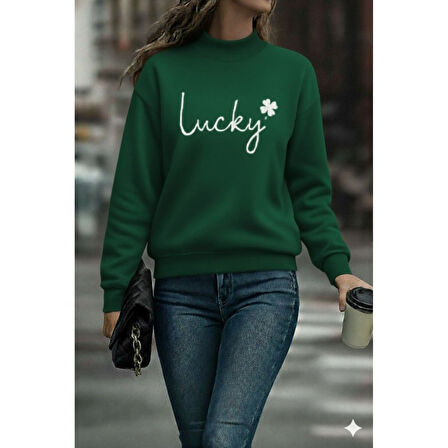 Lucky Life Lucky Life Kadın Uzun Kollu Bisiklet Yaka Viskon Iki Iplik Bluz