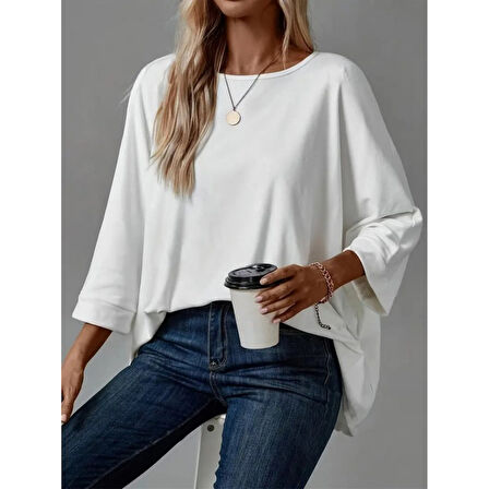 Lucky Life Kadın Truvakar Kollu Bisiklet Yaka Viskon Bluz