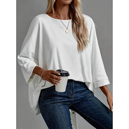 Lucky Life Kadın Truvakar Kollu Bisiklet Yaka Viskon Bluz