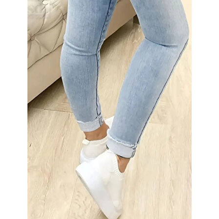 Lucky Life Kadın Yüksek Bel önden Düğmeli Jean Pantolon