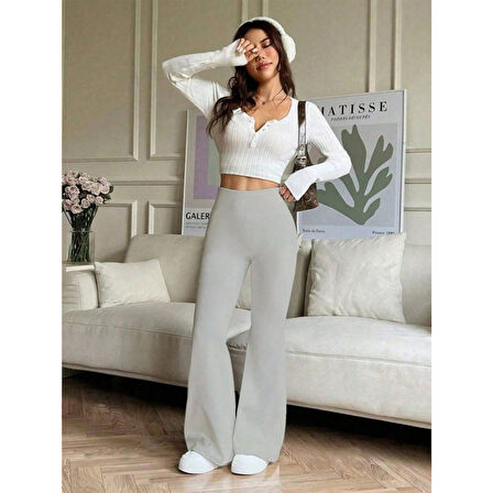 Lucky Life Kadın Yüksek Bel Ispanyol Paçalı Pantolon Tayt