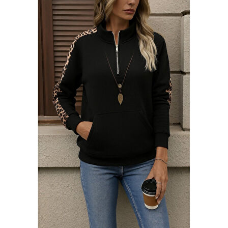 Lucky Life Kadın Uzun Kollu Balıkçı Yaka önden Fermuarlı Polar Bluz