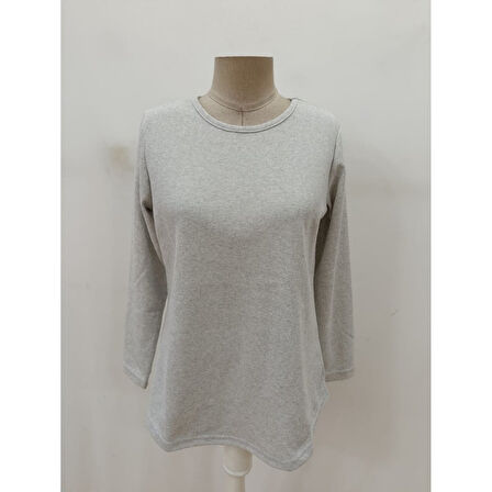 Lucky Life Kadın Uzun Kollu Yuvarlak Yaka Arkadan Düğmeli Waffle Bluz