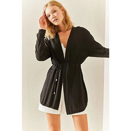 Lucky Life Kadın Uzun Kollu Bağcık Detay Hırka