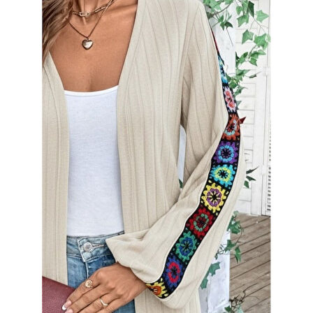 Lucky Life Kadın Uzun Kollu önü Açık şardonlu Kaşkorse Ceket