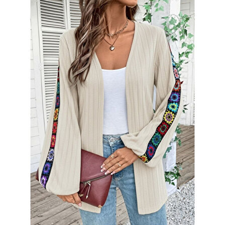 Lucky Life Kadın Uzun Kollu önü Açık şardonlu Kaşkorse Ceket