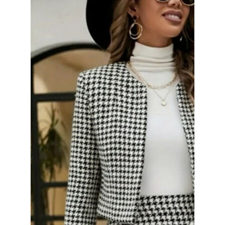 Lucky Life Kadın Uzun Kollu önü Açık Dokuma Ceket Ve Mini Etek Ikili Takım