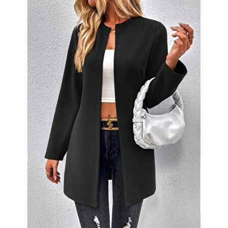 Lucky Life Kadın Uzun Kollu önü Açık Uzun Modal Ceket