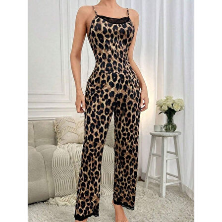 Lucky Life Kadın Ip Askılı Yakası Dantelli Bluz Ve Pijama Sandy Ikili Takım