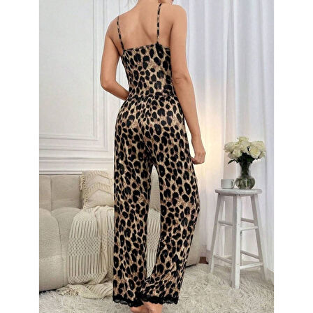 Lucky Life Kadın Ip Askılı Yakası Dantelli Bluz Ve Pijama Sandy Ikili Takım