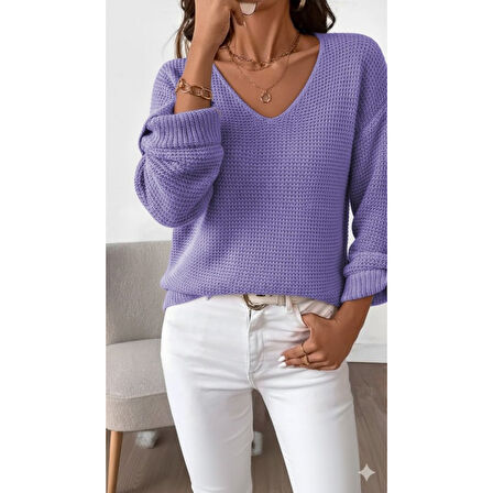 Lucky Life Kadın Uzun Kollu V Yakalı Düğmeli Triko Bluz