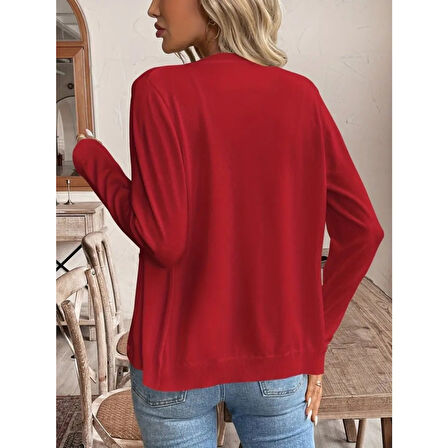 Lucky Life Kadın Uzun Kollu önden Düğmeli Triko Ceket