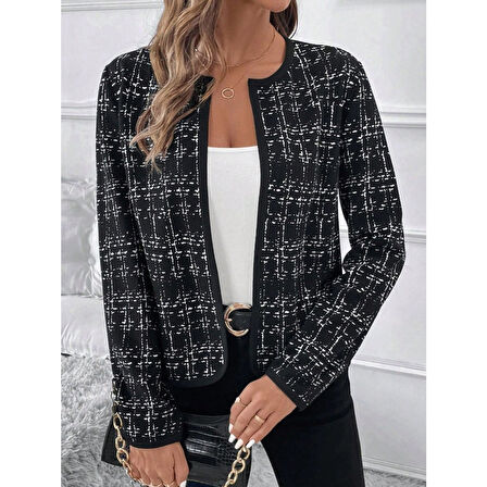 Lucky Life Kadın Uzun Kollu önü Açık şanel Kısa Ceket