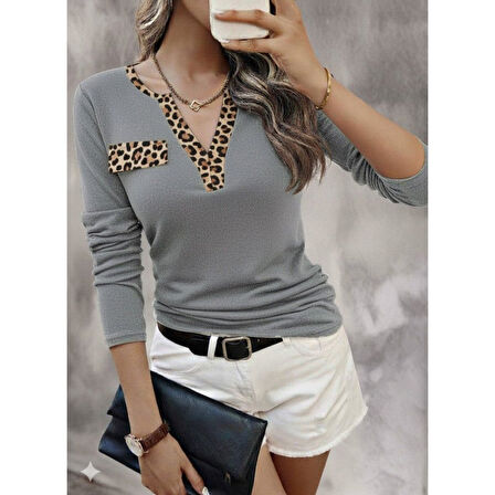 Lucky Life Kadın Uzun Kollu V Yakalı Kaşkorse Bluz