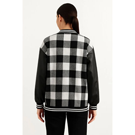 Lucky Life Kolları Suni Deri Içi Astarlı Oduncu Kolej Içi Ceket - Gri