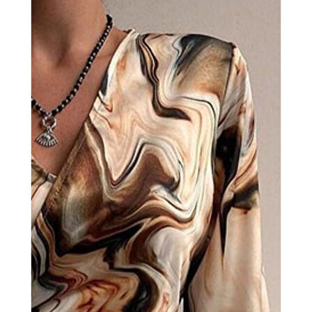 Lucky Life Kadın Uzun Kollu Kruvaze Yakalı Asimetrik Detaylı Mini Modal Elbise