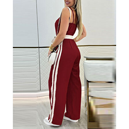 Lucky Life Kadın Ip Askılı Straplez Belden Kuşaklı Viskon Iki Iplik Tulum