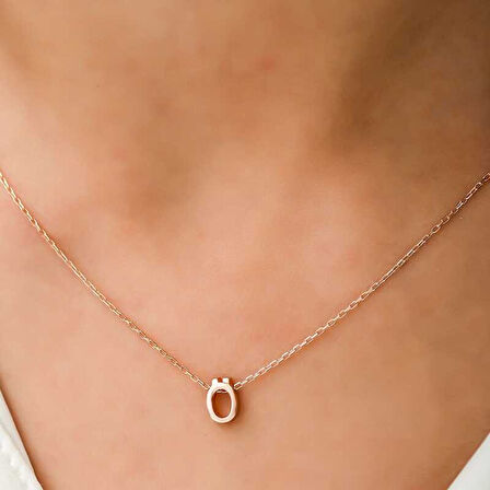 Gümüş Rose 3 Boyutlu Ö Harf Kadın Kolye