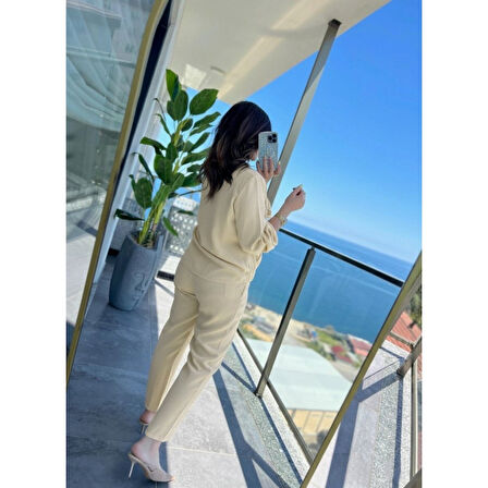 Lucky Life Kadın Uzun Kollu önden Fermuarlı Modal Ceket Ve Pantolon Ikili Takım