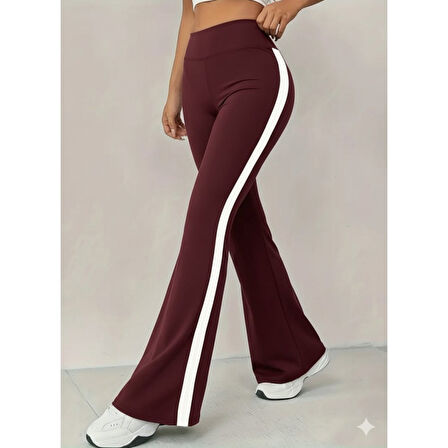 Lucky Life Kadın Yüksek Bel İspanyol Paçalı Yanlardan şerit Detaylı Dalgıç Tayt Pantolon