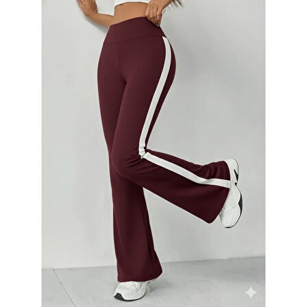 Lucky Life Kadın Yüksek Bel İspanyol Paçalı Yanlardan şerit Detaylı Dalgıç Tayt Pantolon