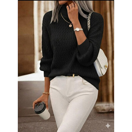 Lucky Life Lucky Life Kadın Uzun Kollu Balıkçı Yaka Triko Bluz