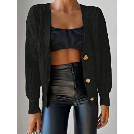 LUCKY LİFE Düğme Detay Triko Bluz