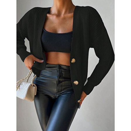 LUCKY LİFE Düğme Detay Triko Bluz