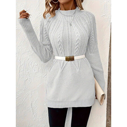 Lucky Life Kadın  Uzun Kollu Yarı Balıkçı Yaka Triko Bluz