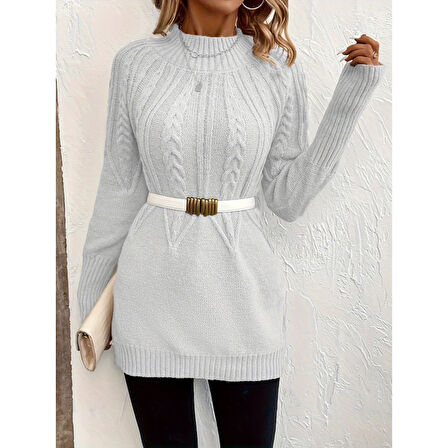 Lucky Life Kadın  Uzun Kollu Yarı Balıkçı Yaka Triko Bluz