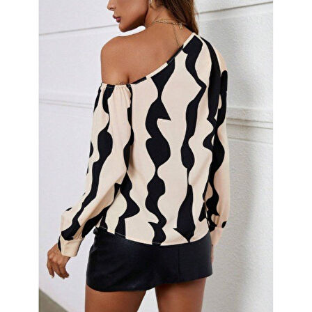 Lucky Life Kadın Tek Omuzdan Açık Uzun Kollu Modal Bluz